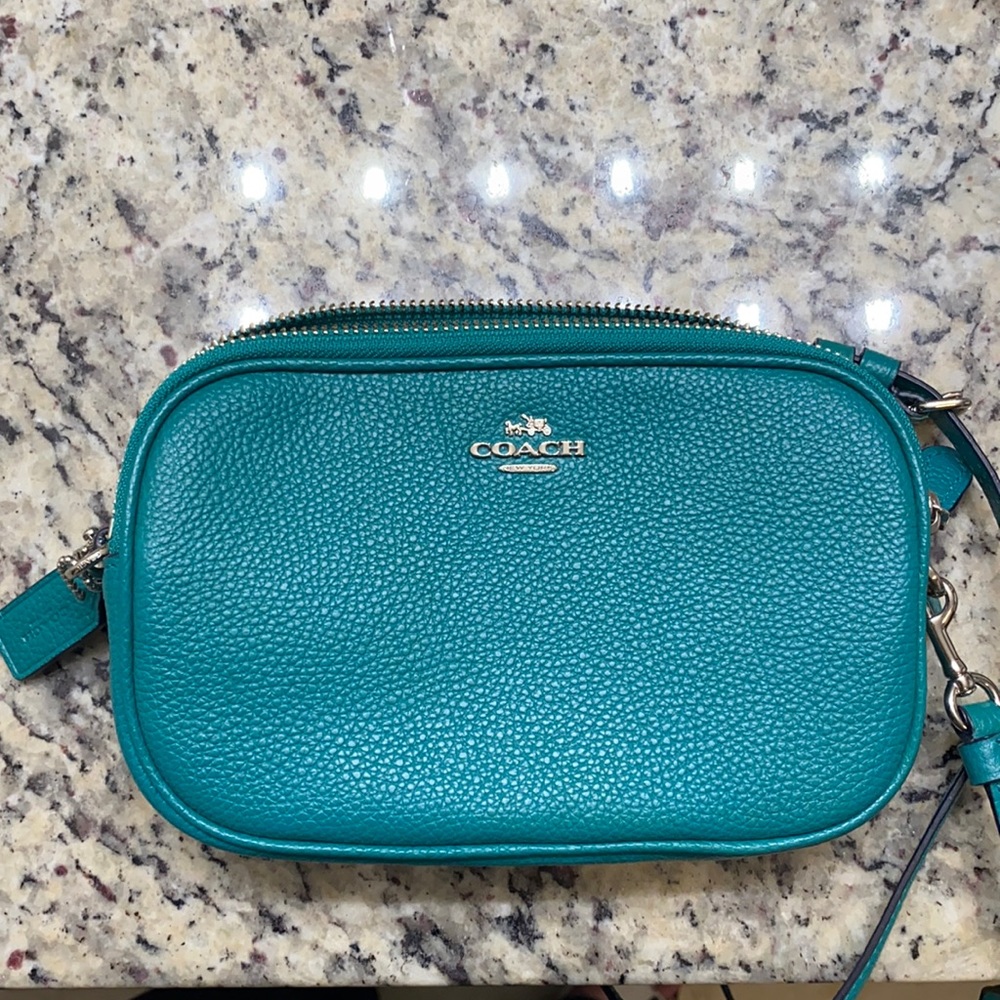 COACH Teal Pebble Crossbody Bag